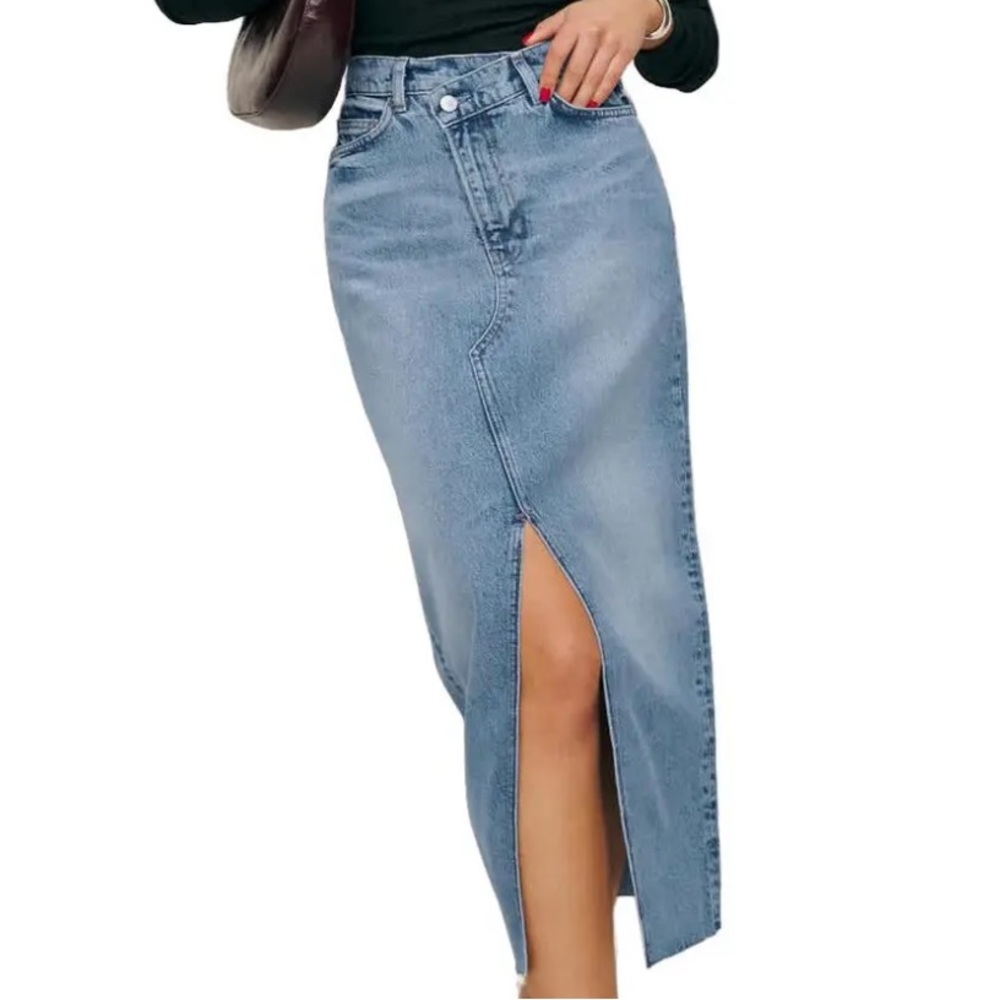 Reformation Nila Long Denim Skirt
